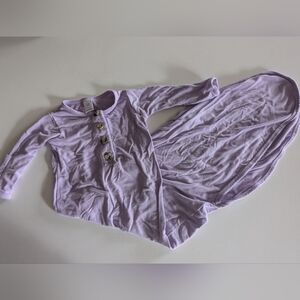 Lulu And Company Knotted Purple Girl NewbornLavender Button-Down Baby Gown